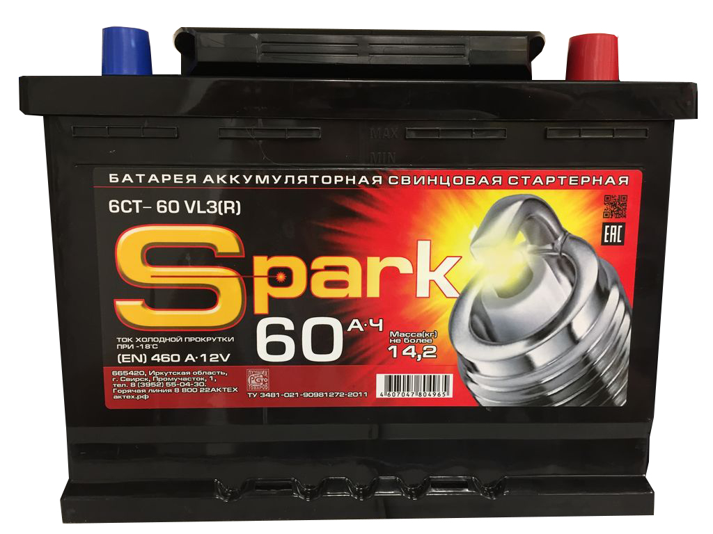 Аккумулятор Spark 60Ач 500А 242x175x190 о п SPA603R