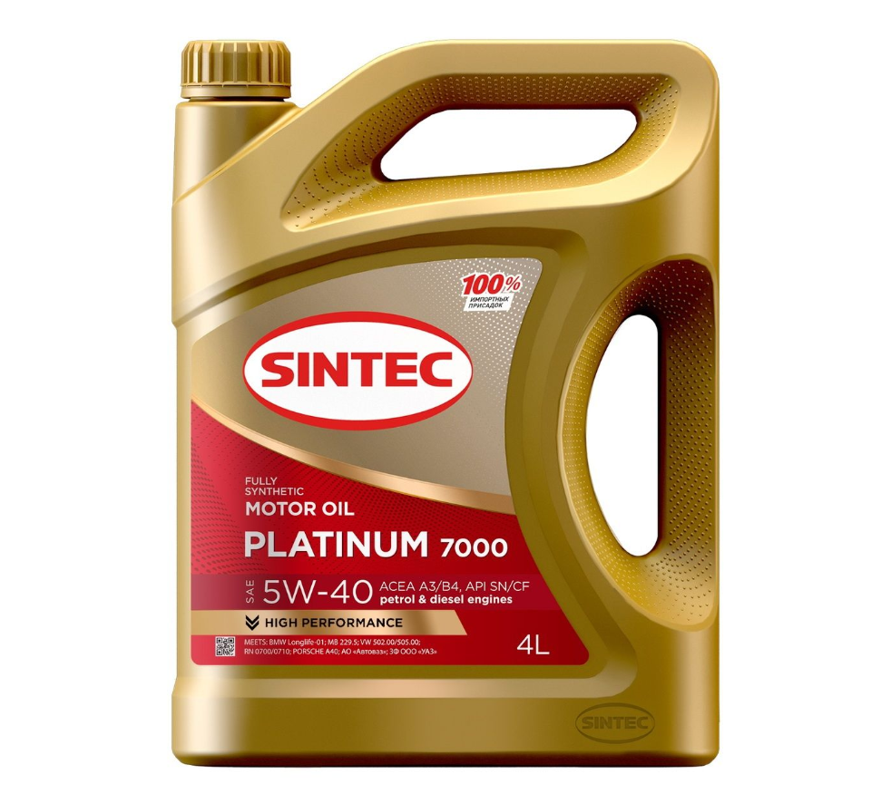 Масло моторное Sintec Platinum 7000 5W40 API SN/CF ACEA A3/B4 4л 600139